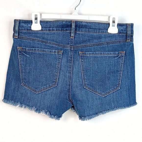 LOFT Women’s Denim Jean Shorts Blue Size 4 Button Fly Raw Hem - Picture 4 of 8